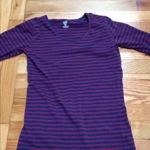 Striped quarter sleeve shirt